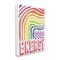 Stupell Industries Good Energy Phrase Abstract Rainbow Waves Bold Typography Canvas Wall Art